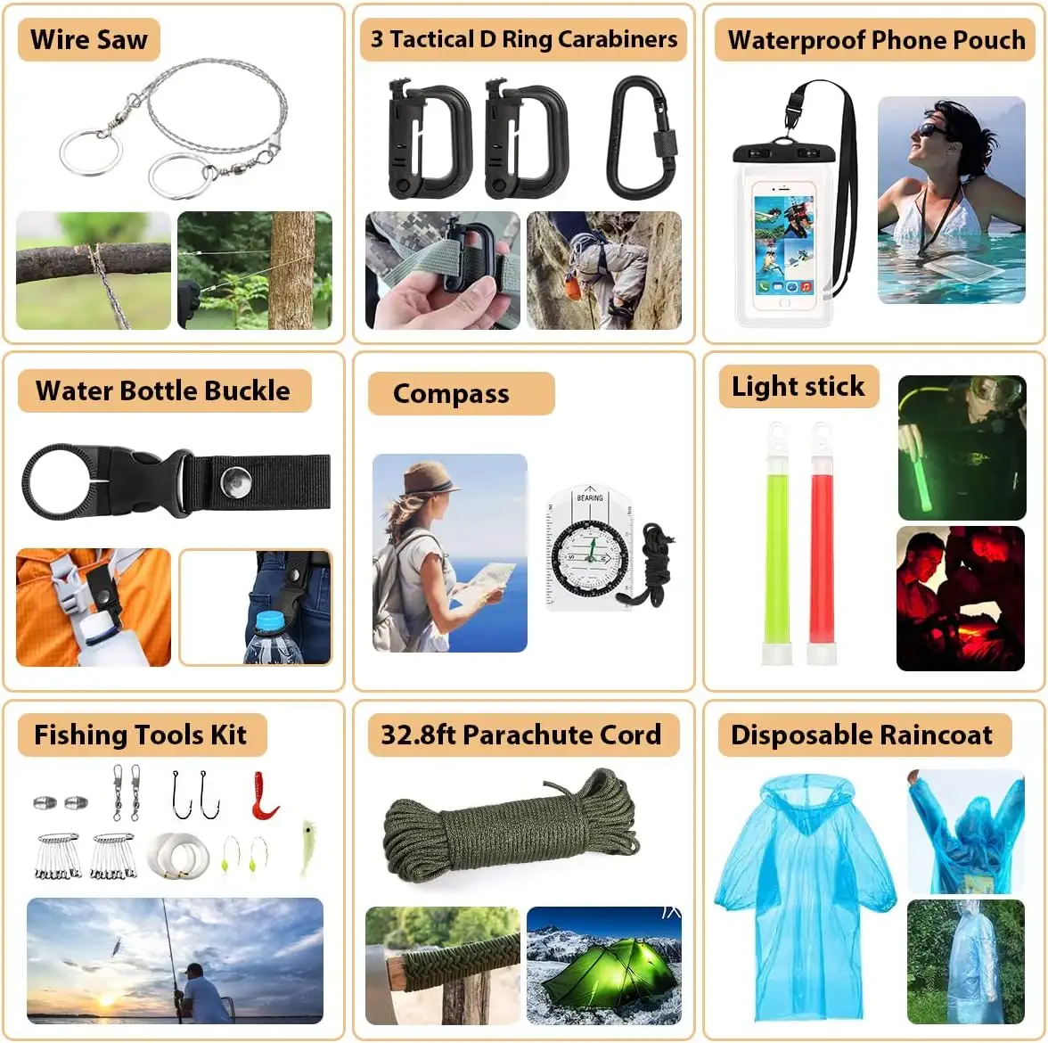 HIHEGD Survival Kit, 250Pcs Survival Gear First Aid Kit - 71psb1ccxjl._ac_sl1200_